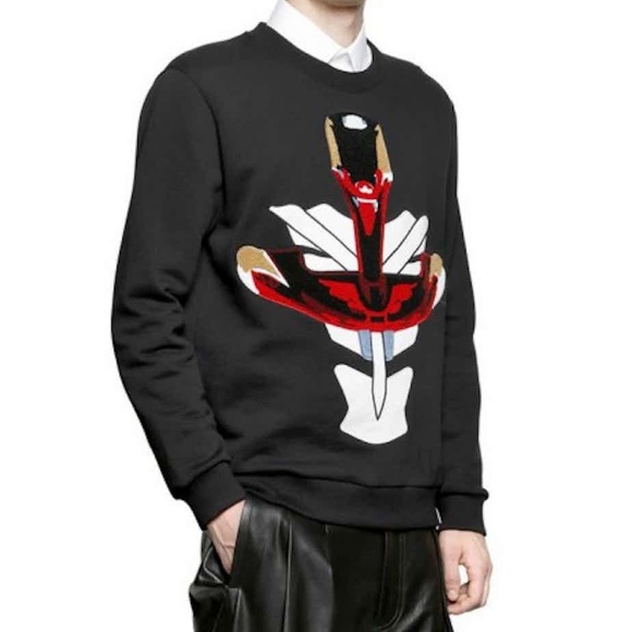 🔥 Givenchy African Snake Embroidered Crewneck Black Sweatshirt Medium - Picture 2 of 7